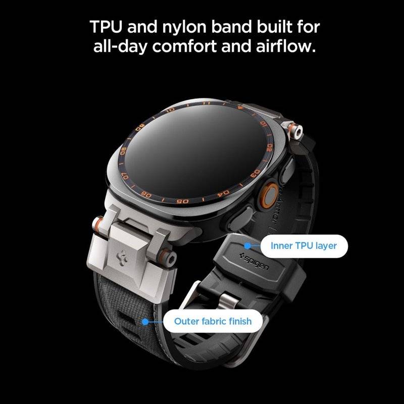 Каишка за Samsung Watch Ultra 1/2 47mm, Spigen Durapro Armor Band, Черен (9)