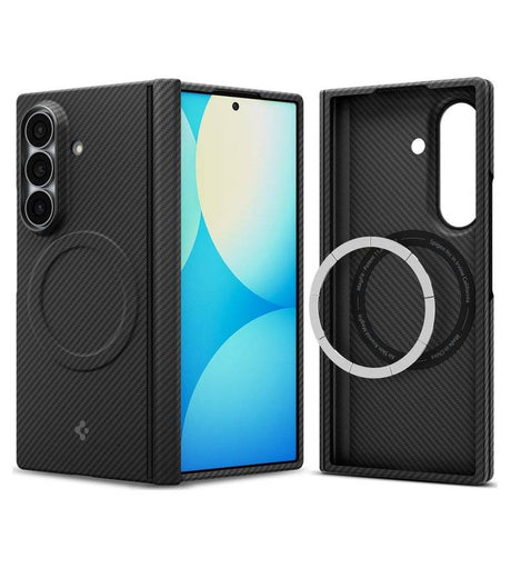 Magsafe Карбонов Калъф за Samsung Z Fold 8 Ultra, Spigen Airskin Aramid Case, Черен (6)