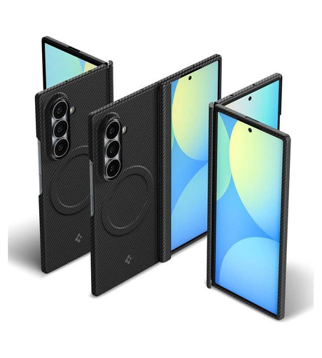 Magsafe Карбонов Калъф за Samsung Z Fold 8 Ultra, Spigen Airskin Aramid Case, Черен (3)