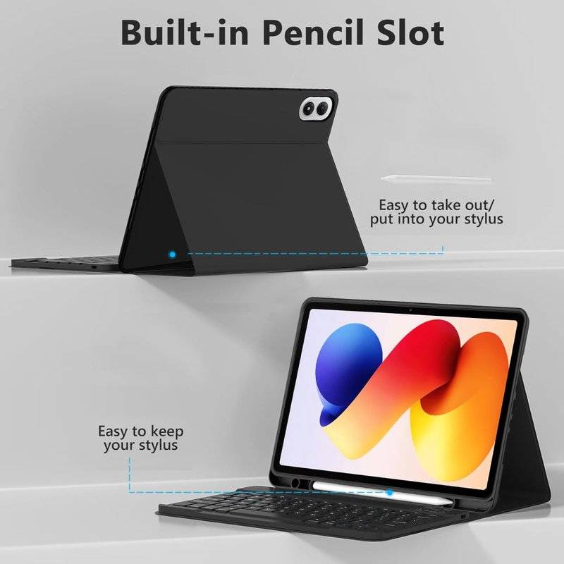 Калъф с Клавиатура за Xiaomi Redmi Pad 2 Pro 12.1", Keyboard+TouchPad Backlit Case, Черен (4)