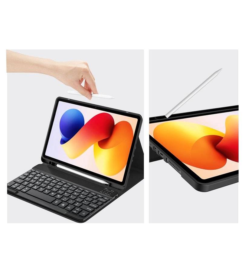 Калъф с Клавиатура за Xiaomi Redmi Pad 2 Pro 12.1", Keyboard+TouchPad Backlit Case, Черен (10)