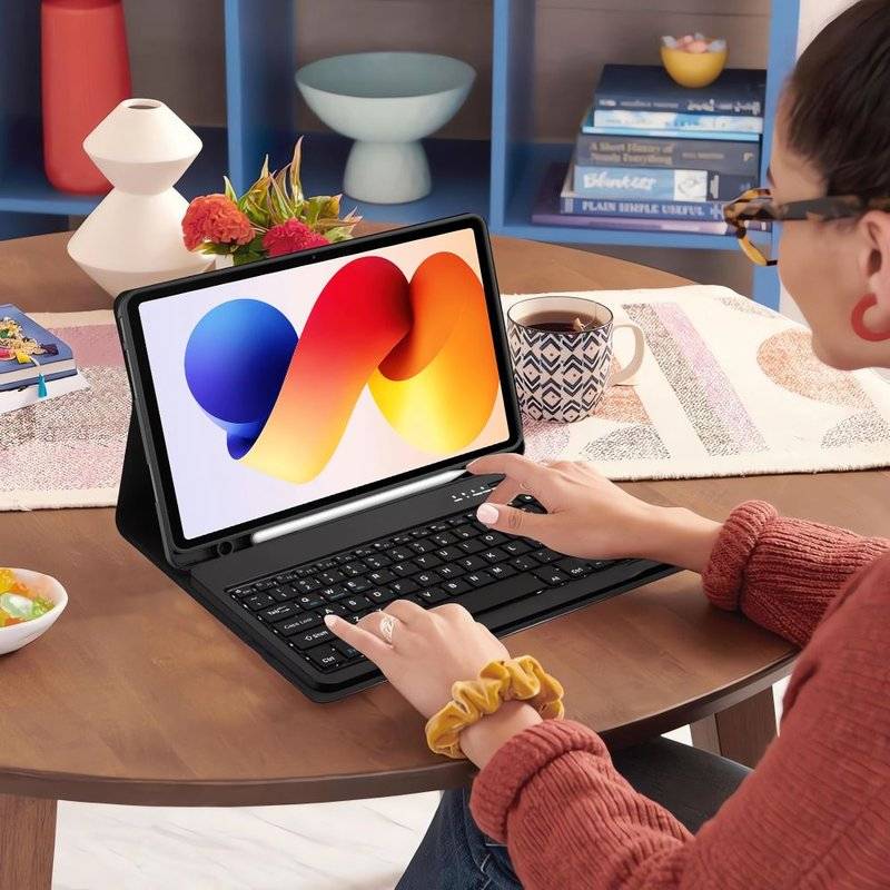 Калъф с Клавиатура за Xiaomi Redmi Pad 2 Pro 12.1", Keyboard+TouchPad Backlit Case, Черен (8)