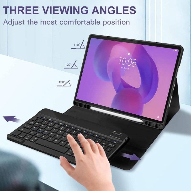Калъф с Клавиатура за Lenovo Idea Tab Pro/ MT 12.7 TB-373, Tech-Protect SC Pen Keyboard Case, Черен (7)