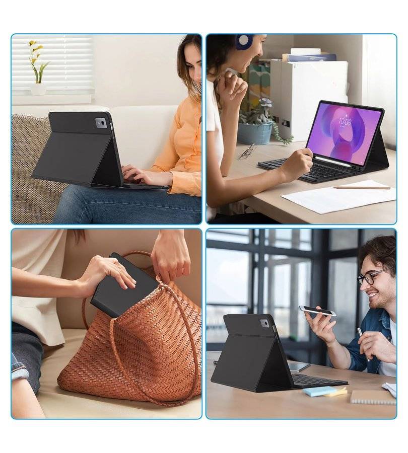 Калъф с Клавиатура за Lenovo Idea Tab Plus 12.1 TB-361, Tech-Protect SC Pen Keyboard Case, Черен (9)