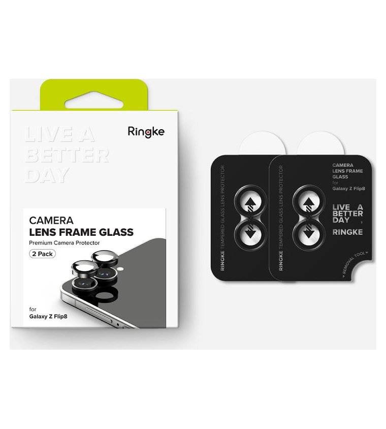 Протектор за Камера за Samsung Flip 8, Ringke Cam Lens Frame Glass 2бр., Черен (9)
