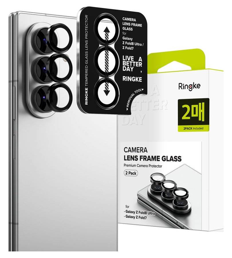 Протектор за Камера за Samsung Fold 8 Ultra, Ringke Cam Lens Frame Glass 2бр., Черен
