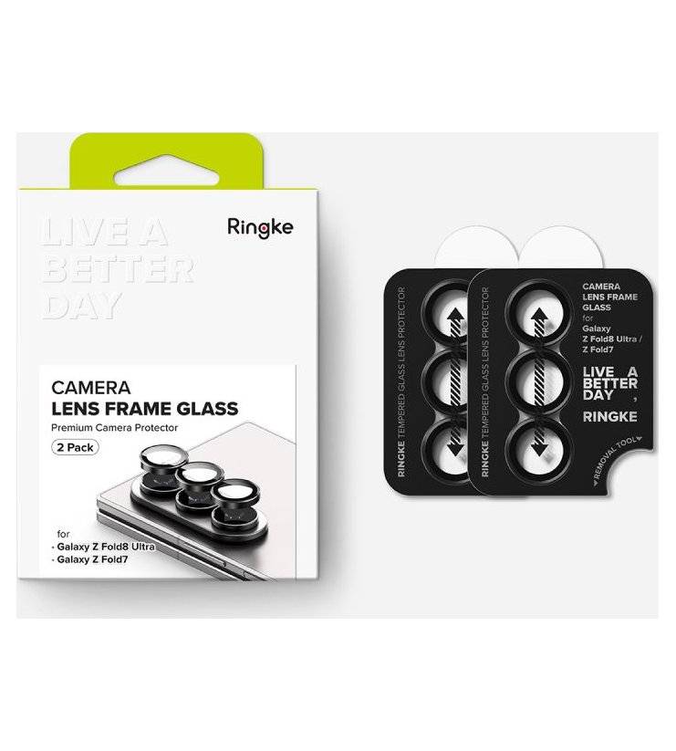 Протектор за Камера за Samsung Fold 8 Ultra, Ringke Cam Lens Frame Glass 2бр., Черен (9)