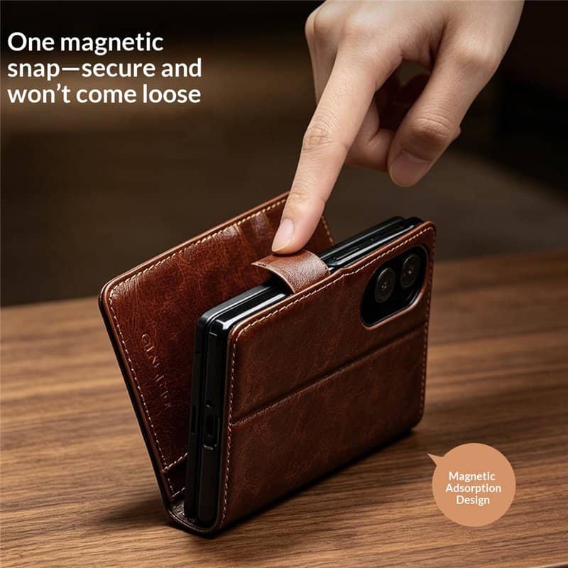 Кожен Калъф за Samsung Z Fold 8, Qialino Leather Book Case, Черен (2)