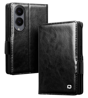 Кожен Калъф за Samsung Z Fold 8, Qialino Leather Book Case, Черен
