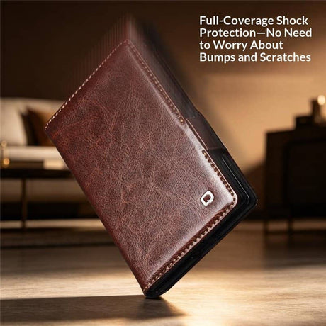 Кожен Калъф за Samsung Z Fold 8, Qialino Leather Book Case, Черен (14)