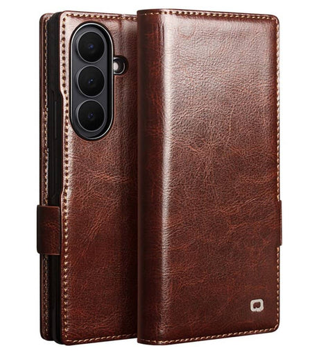 Кожен Калъф за Samsung Z Fold 8 Ultra, Qialino Leather Book Case, Кафяв