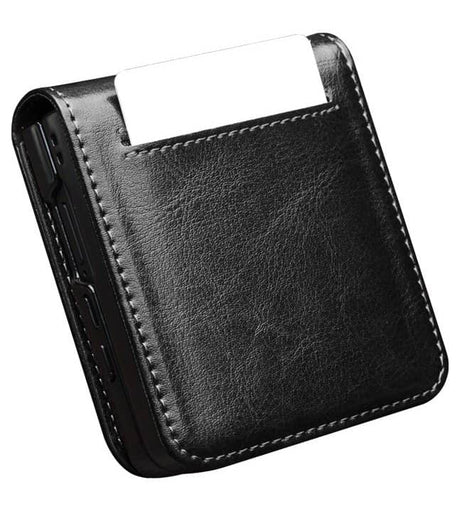 Кожен Калъф за Samsung Z Flip 8, Qialino Leather Book Case, Черен (6)
