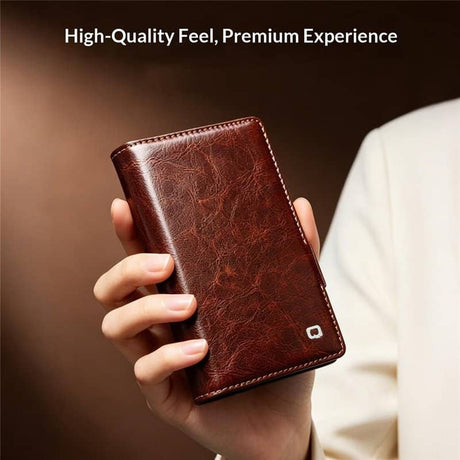 Кожен Калъф за Samsung Z Fold 8, Qialino Leather Book Case, Кафяв (9)