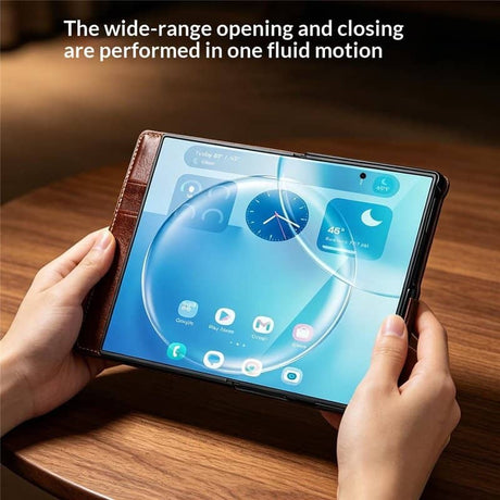 Кожен Калъф за Samsung Z Fold 8, Qialino Leather Book Case, Кафяв (4)