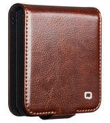 Кожен Калъф за Samsung Z Flip 8, Qialino Leather Book Case, Кафяв (3)