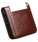 Кожен Калъф за Samsung Z Flip 8, Qialino Leather Book Case, Кафяв (6)