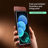 Кожен Калъф за Samsung Z Flip 8, Qialino Leather Book Case, Кафяв (11)
