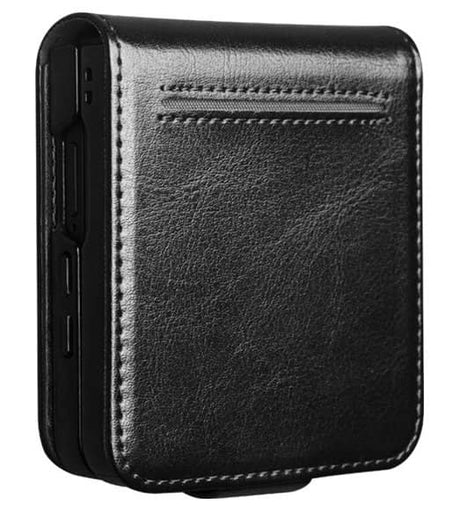 Кожен Калъф за Samsung Z Flip 8, Qialino Leather Book Case, Черен (4)