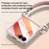Луксозен Калъф с Каишка за Samsung Z Flip 7, Sulada Leather Case, Розов (14)