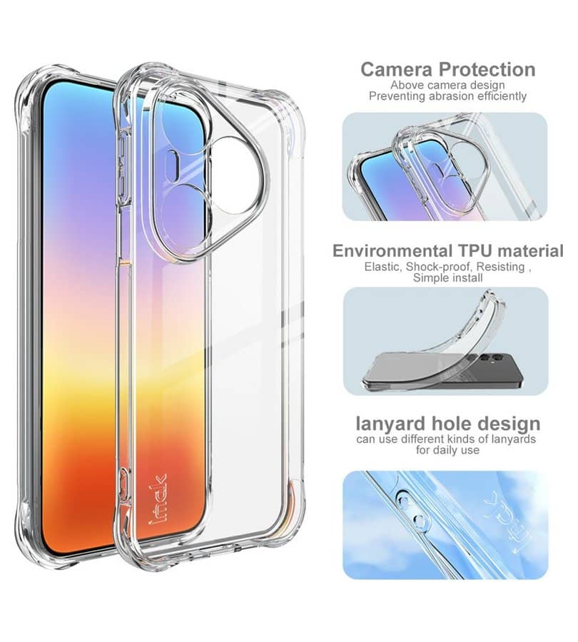 Противоударен Силиконов Калъф за Huawei Pura 90s Pro, Imak Shockproof Case, Прозрачен (10)