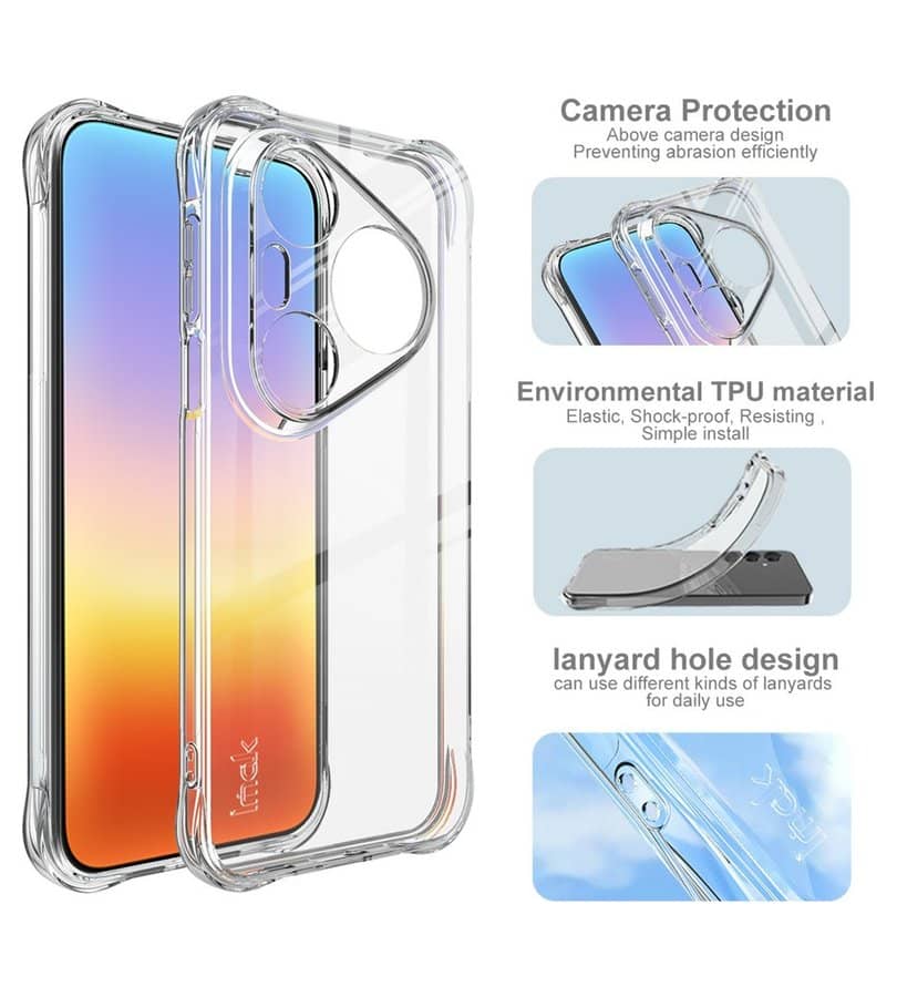 Противоударен Силиконов Калъф за Huawei Pura 90s Pro Max, Imak Shockproof Case, Прозрачен (8)