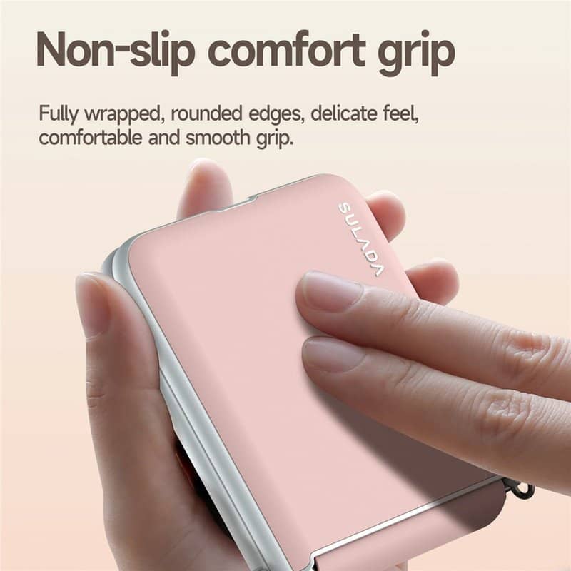 Луксозен Калъф с Каишка за Samsung Z Flip 7, Sulada Leather Case, Розов (12)