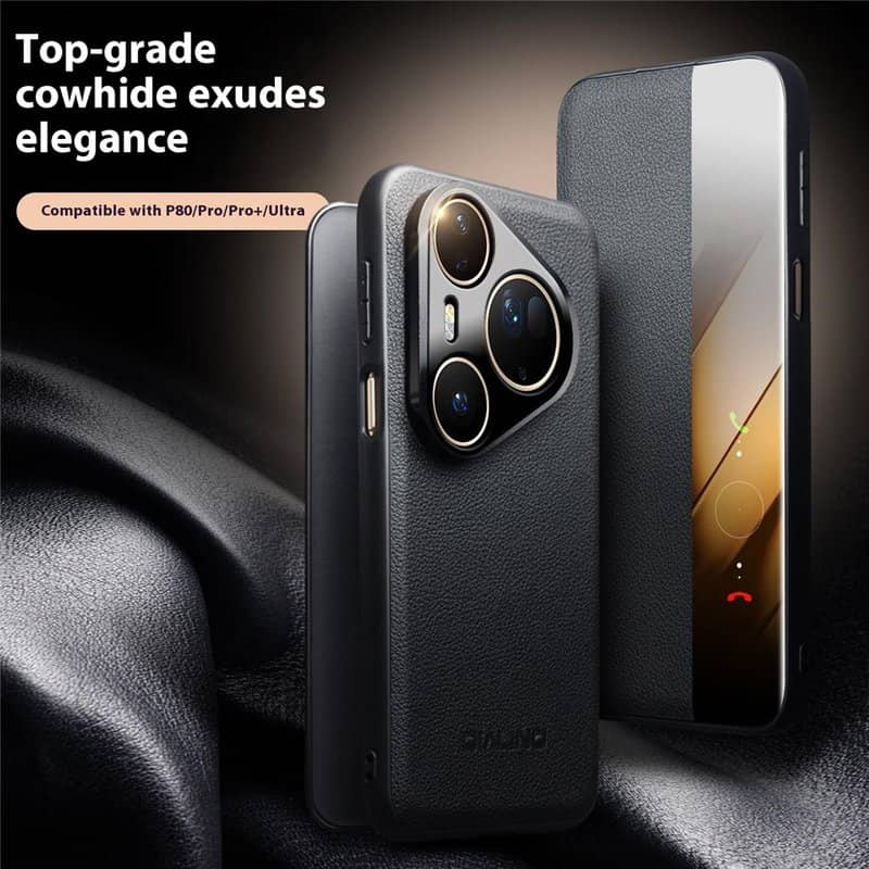 Активен Калъф за Huawei Pura 80 Pro, Qialino Smart Book Case, Черен (10)