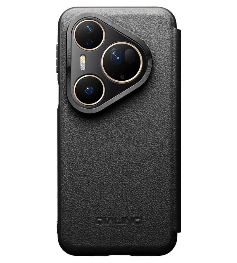 Активен Калъф за Huawei Pura 80 Pro, Qialino Smart Book Case, Черен (9)