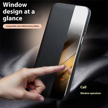 Активен Калъф за Huawei Pura 80 Pro, Qialino Smart Book Case, Черен (12)