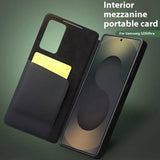 Активен Кожен Калъф за Samsung S25 Ultra, Qialino Smart View Book Case, Зелен (11)