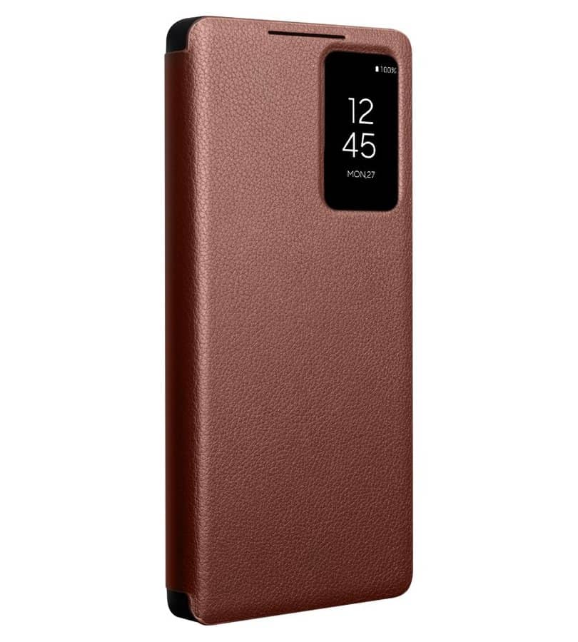 Активен Кожен Калъф за Samsung S25 Ultra, Qialino Smart View Book Case, Кафяв (10)