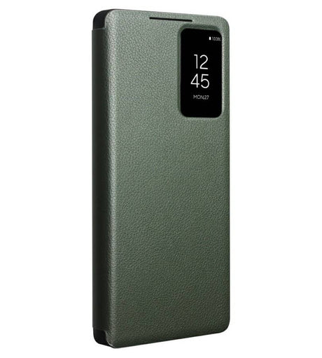 Активен Кожен Калъф за Samsung S25 Ultra, Qialino Smart View Book Case, Зелен (17)
