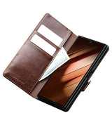 Кожен Калъф за Samsung Z Fold 7, Qialino Book Case, Кафяв (9)