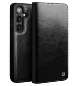 Кожен Калъф за Samsung S25, Qialino Book Case, Черен (4)