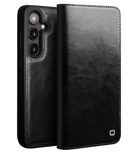 Кожен Калъф за Samsung S25, Qialino Book Case, Черен (4)