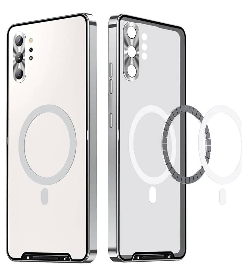 Magsafe Калъф за Samsung Note 10 Plus, Metal Case, Сребрист (4)