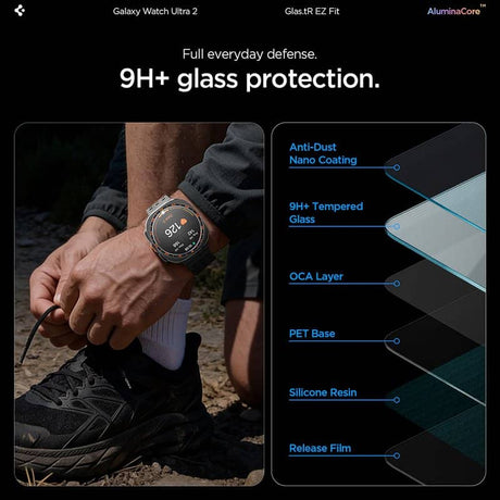 Стъклен Протектор за Samsung Watch Ultra 2 47mm, Spigen Glas.tR EZ Fit 2бр., Прозрачен (6)