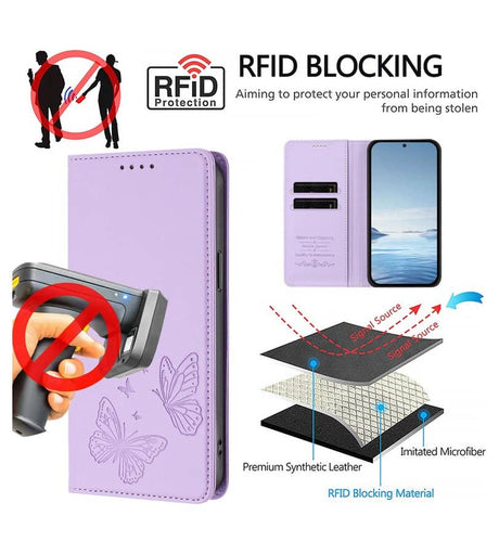 Кожен Kалъф с Джобове за Xiaomi 17T, GKK RFID Wallet Book Case, Лилав (9)