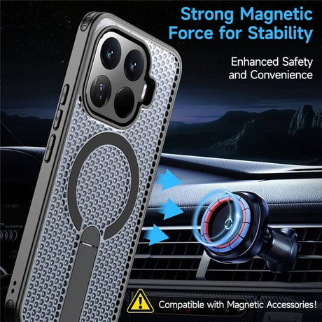 Magsafe Калъф за Xiaomi 17T, GKK Kickstand Magnetic Vent Case, Черен (2)