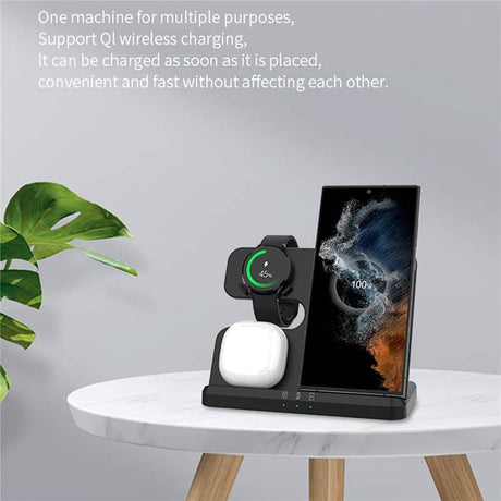 Безжично Зарядно за Samsung, GKK 3in1 Charging Station 15W, Черен (15)