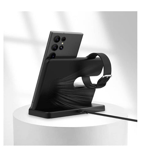 Безжично Зарядно за Samsung, GKK 3in1 Charging Station 15W, Черен (2)