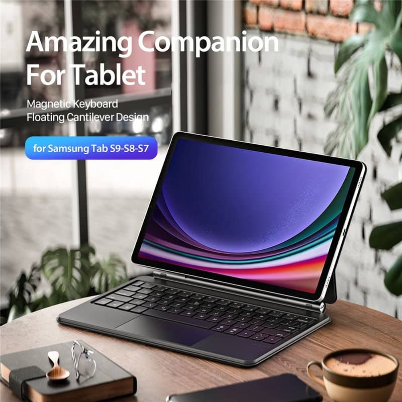 Калъф с Клавиатура и Тъчпад за Samsung Tab S10 Lite/ S10 FE/ S9 FE/ S9, Dux Ducis Magnetic Keyboard Case, Черен (23)
