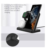 Безжично Зарядно за Samsung, GKK 3in1 Charging Station 15W, Черен (3)