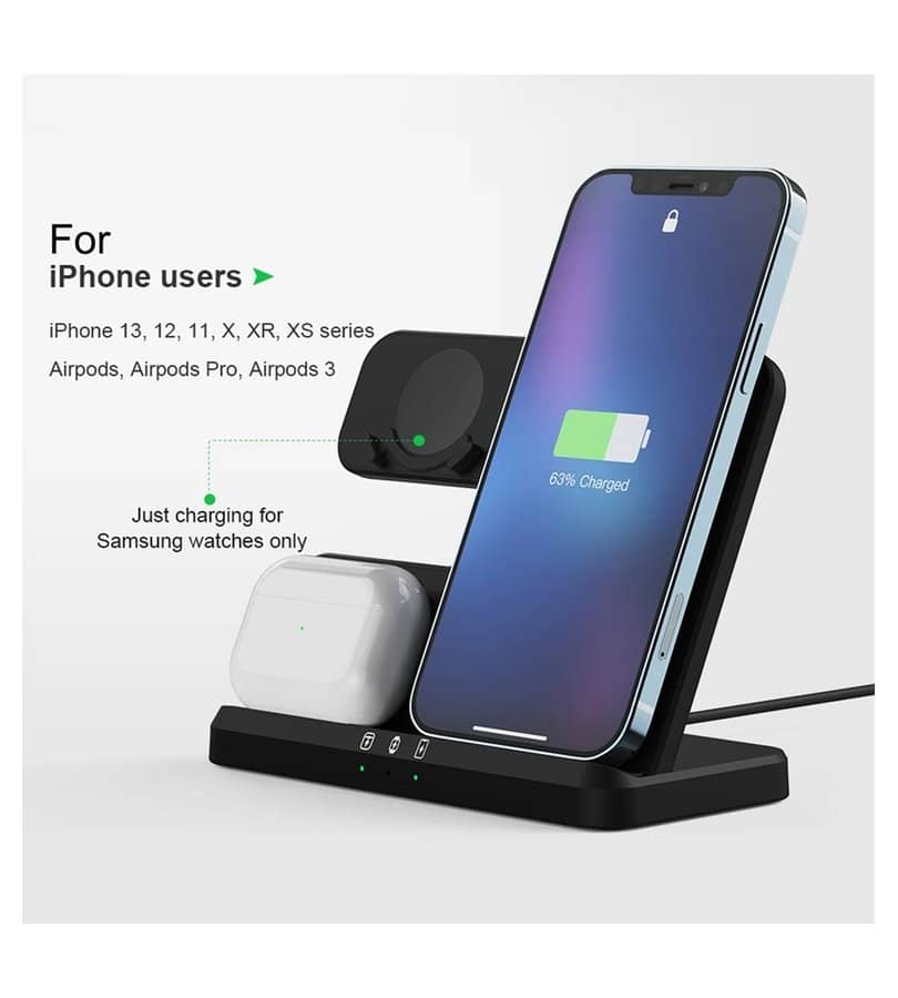 Безжично Зарядно за Samsung, GKK 3in1 Charging Station 15W, Черен (11)
