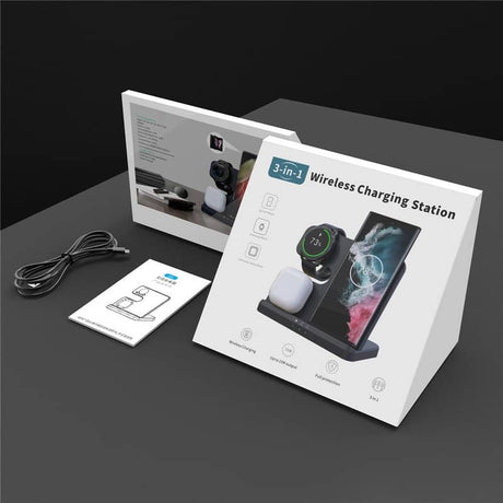 Безжично Зарядно за Samsung, GKK 3in1 Charging Station 15W, Черен (8)