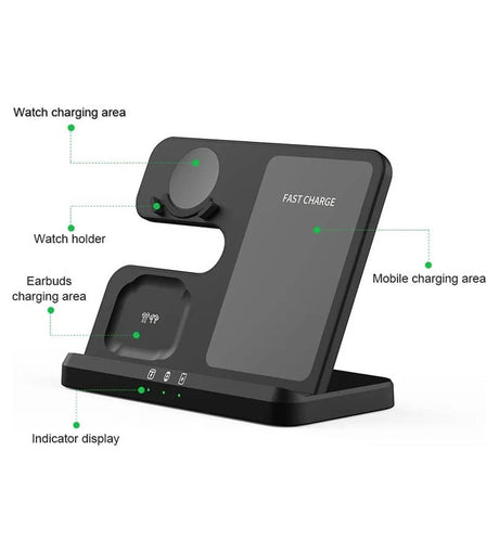 Безжично Зарядно за Samsung, GKK 3in1 Charging Station 15W, Черен (13)