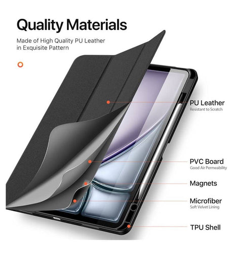 Калъф с Pen Поставка за iPad Air 13" M4/ M3/ M2, Dux Ducis Domo Case, Черен (22)