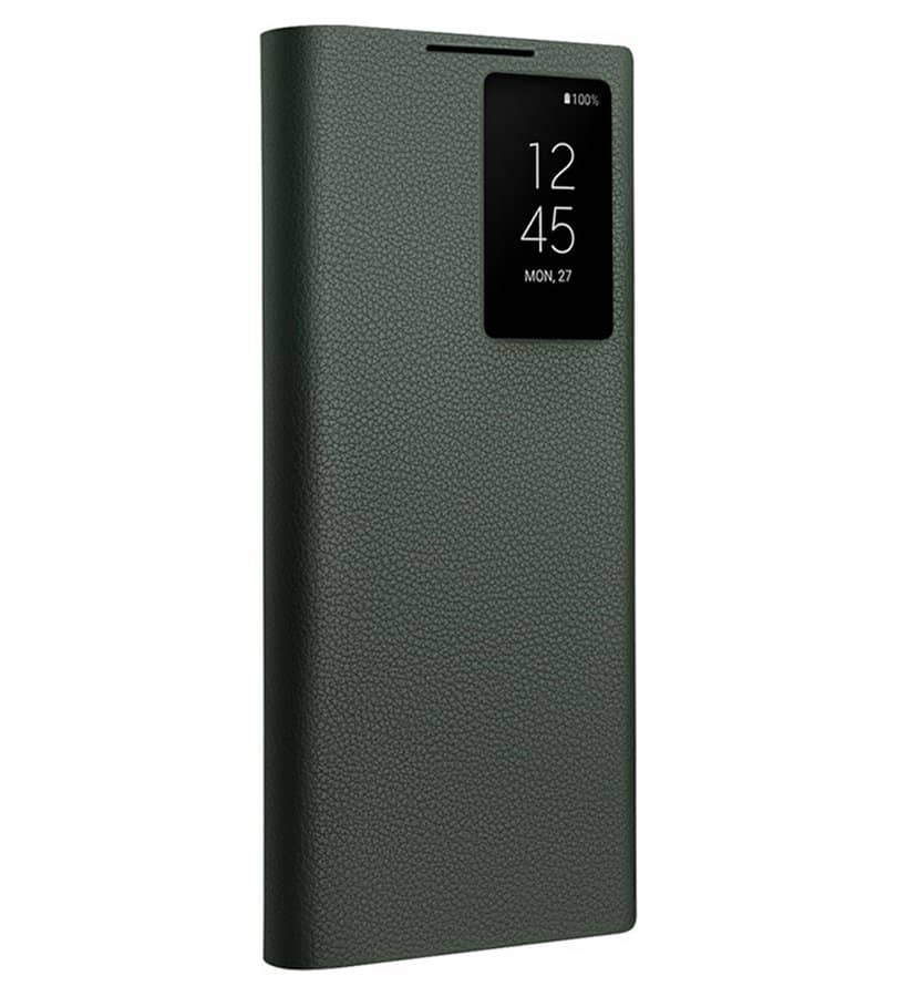 Активен Кожен Калъф за Samsung S24 Ultra, Qialino Smart View Book Case, Зелен (4)