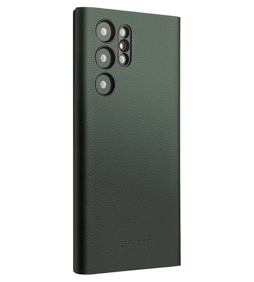 Активен Кожен Калъф за Samsung S24 Ultra, Qialino Smart View Book Case, Зелен (3)