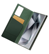 Активен Кожен Калъф за Samsung S24 Ultra, Qialino Smart View Book Case, Зелен (2)